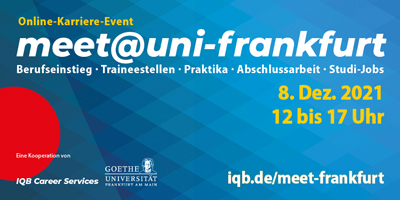 meet@uni-frankfurt Onlinemesse am 8.12.2021