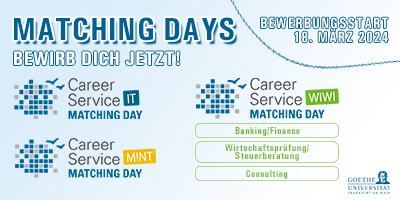 Die Bewerbungsfristen für unsere Matching Days starten ab dem 18.03.2024